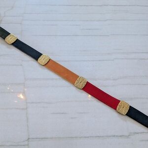 1990's vintage BRIGHTON colorblock leather belt 90's M